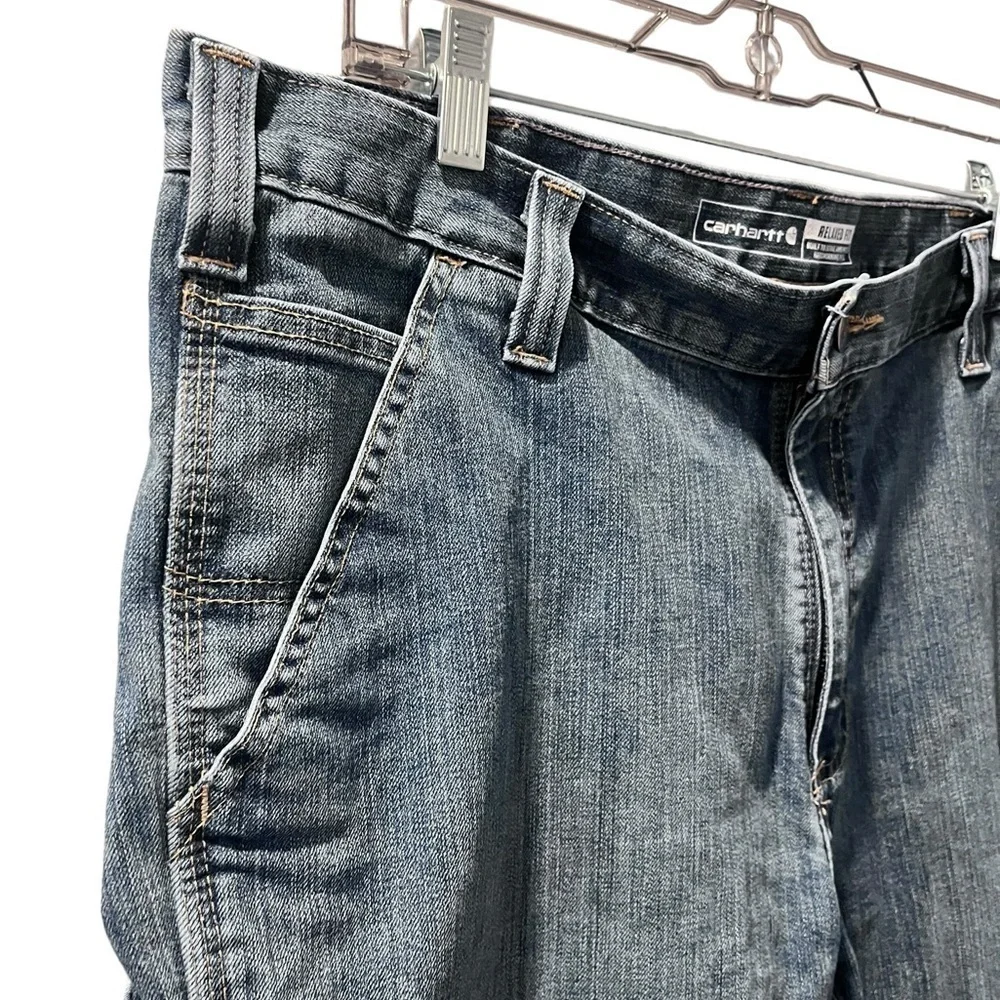 Carhartt Relaxed Fit Medium Wash Denim Jeans Size 36x32 Pants Pockets Casual